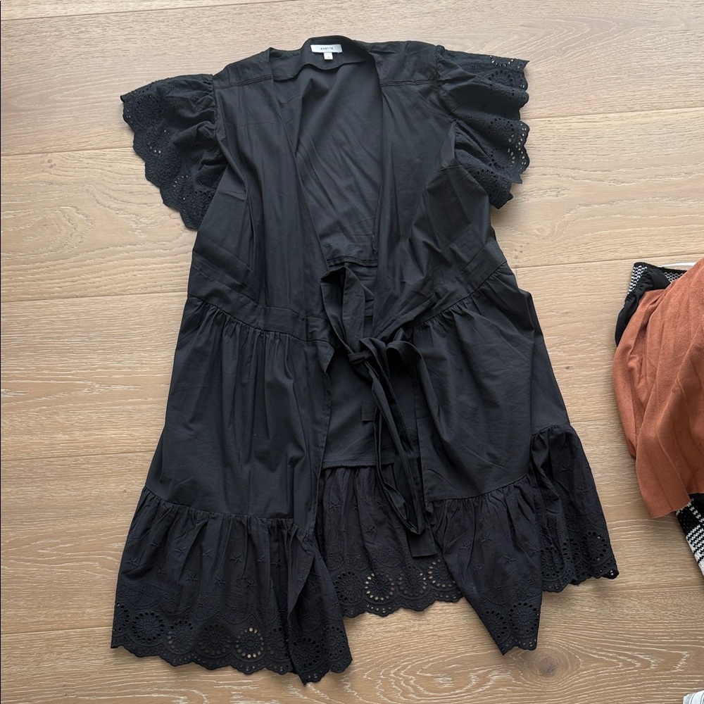 Matte by Stella & Dot Elegant Black Lace Trim Dress